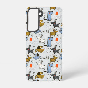 Cute Doodle Dog Patroon Samsung Galaxy Hoesje