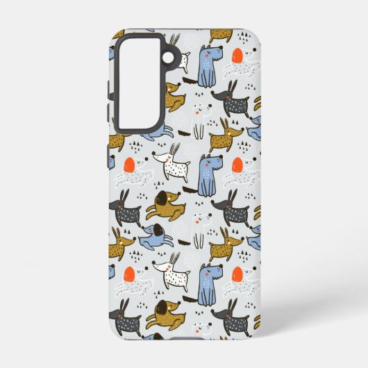 Cute Doodle Dog Patroon Samsung Galaxy Hoesje (Achterkant)
