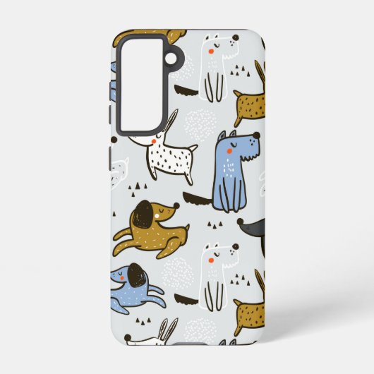 Cute Doodle Dog Patroon Samsung Galaxy Hoesje (Achterkant)