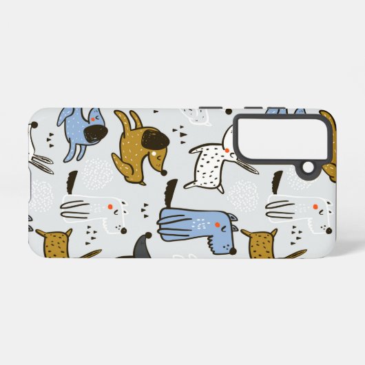 Cute Doodle Dog Patroon Samsung Galaxy Hoesje (Achterkant horizontaal)
