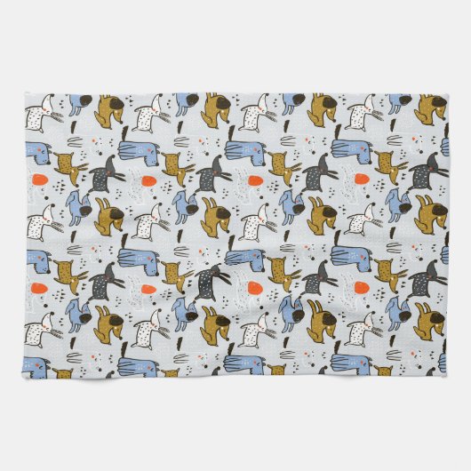 Cute Doodle Dog Patroon Theedoek (Horizontaal)