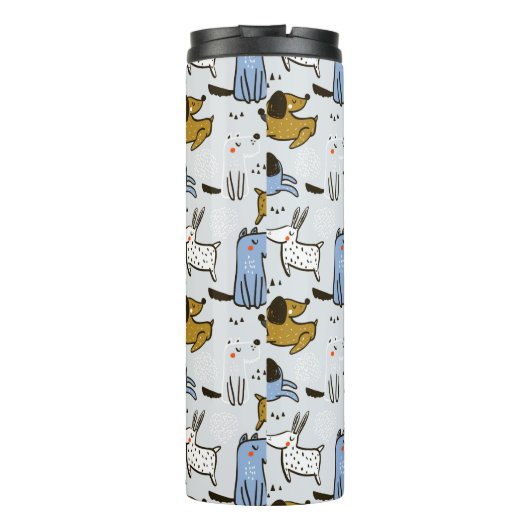 Cute Doodle Dog Patroon Thermosbeker (Achterkant)