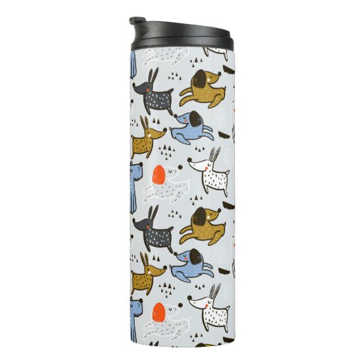 Cute Doodle Dog Patroon Thermosbeker (Geroteerd rechts)