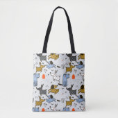 Cute Doodle Dog Patroon Tote Bag (Voorkant)