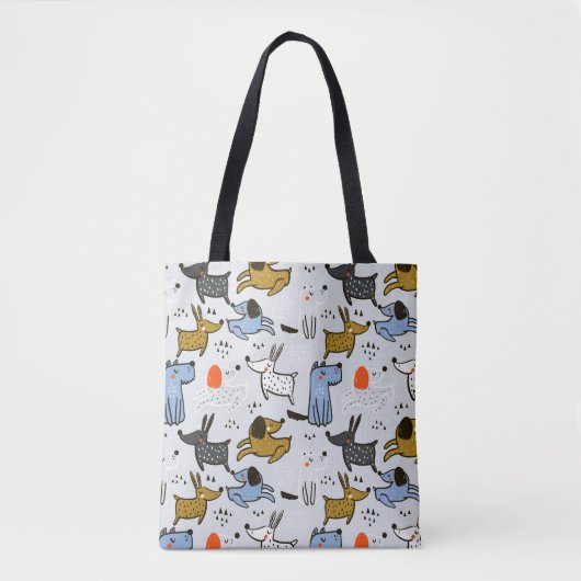 Cute Doodle Dog Patroon Tote Bag (Voorkant)