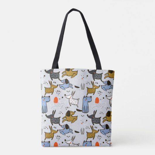 Cute Doodle Dog Patroon Tote Bag (Achterkant)