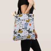 Cute Doodle Dog Patroon Tote Bag (Dichtbij)