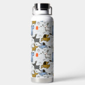 Cute Doodle Dog Patroon Waterfles (Achterkant)