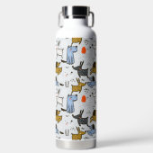 Cute Doodle Dog Patroon Waterfles (Voorkant)