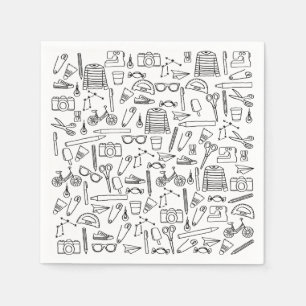 Cute Doodle Drawing Paper Napkins Servet