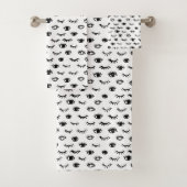 Cute Doodle Eyelash Patroon Bad Handdoek (Insitu)