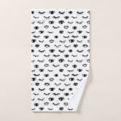 Cute Doodle Eyelash Patroon Bad Handdoek (Handdoek)