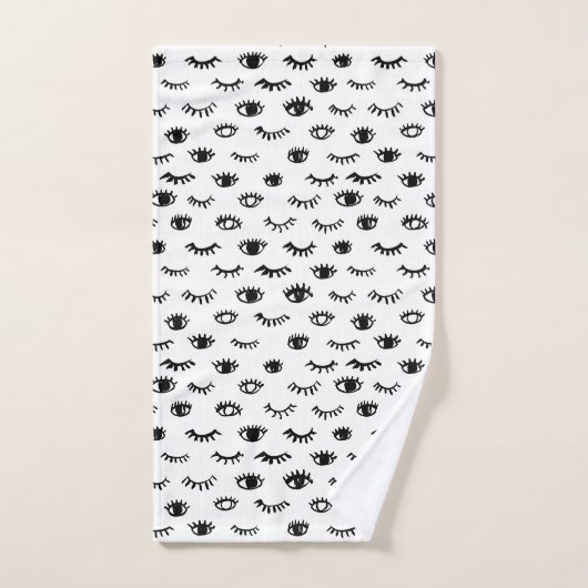 Cute Doodle Eyelash Patroon Bad Handdoek (Handdoek)