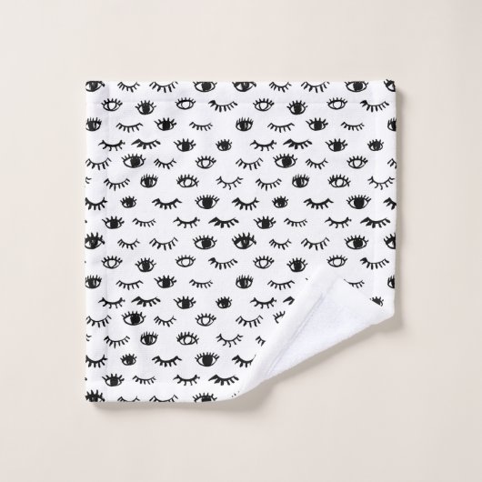 Cute Doodle Eyelash Patroon Bad Handdoek (Wasdoekje)