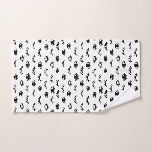 Cute Doodle Eyelash Patroon Bad Handdoek (Handdoek)