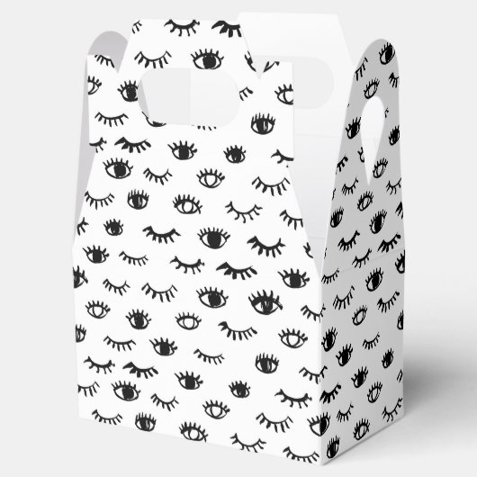 Cute Doodle Eyelash Patroon Bedankdoosjes (Geopend)