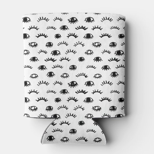 Cute Doodle Eyelash Patroon Blikjeskoeler (Achterkant)