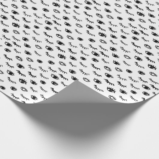 Cute Doodle Eyelash Patroon Cadeaupapier (Hoek)