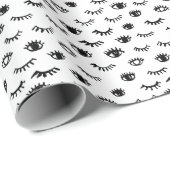 Cute Doodle Eyelash Patroon Cadeaupapier (Rol Hoek)