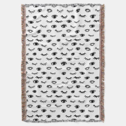 Cute Doodle Eyelash Patroon Deken (Voorkant Verticaal)