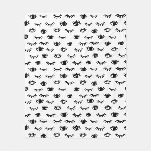 Cute Doodle Eyelash Patroon Fleece Deken (Voorkant)