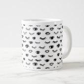 Cute Doodle Eyelash Patroon Grote Koffiekop (Voorkant rechts)