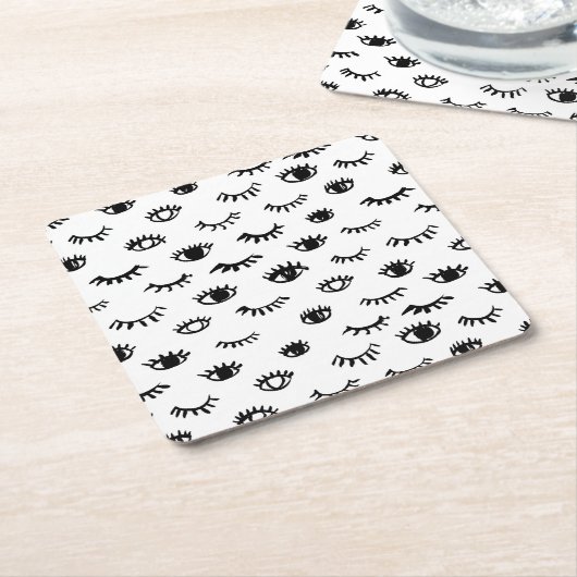 Cute Doodle Eyelash Patroon Kartonnen Onderzetters (Schuin)