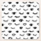 Cute Doodle Eyelash Patroon Kartonnen Onderzetters (Voorkant)