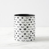 Cute Doodle Eyelash Patroon Mok (Midden)