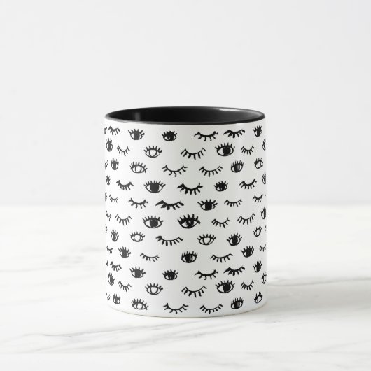 Cute Doodle Eyelash Patroon Mok (Midden)