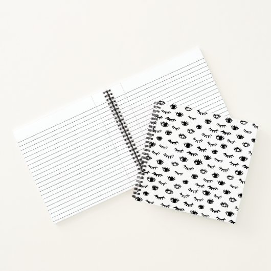 Cute Doodle Eyelash Patroon Notitieboek (Binnen)