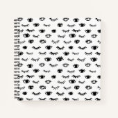 Cute Doodle Eyelash Patroon Notitieboek (Voorkant)