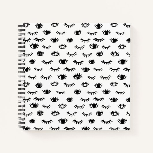 Cute Doodle Eyelash Patroon Notitieboek (Voorkant)
