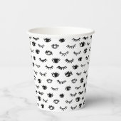 Cute Doodle Eyelash Patroon Papieren Bekers (Achterkant)