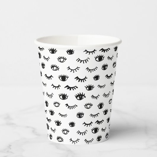 Cute Doodle Eyelash Patroon Papieren Bekers (Links)