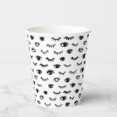 Cute Doodle Eyelash Patroon Papieren Bekers (Voorkant)