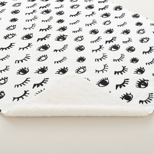 Cute Doodle Eyelash Patroon Sherpa Deken (3/4)
