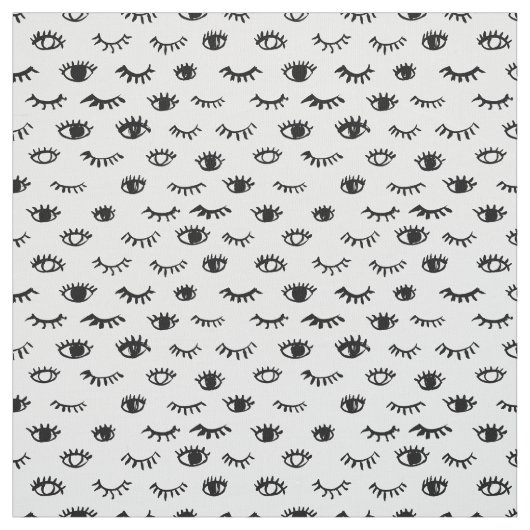 Cute Doodle Eyelash Patroon Stof (Swatch)