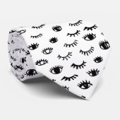 Cute Doodle Eyelash Patroon Stropdas (Opgerold)