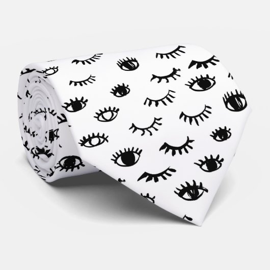 Cute Doodle Eyelash Patroon Stropdas (Opgerold)