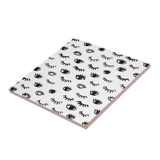 Cute Doodle Eyelash Patroon Tegeltje (Zijkant)