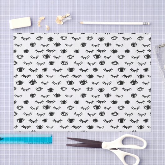 Cute Doodle Eyelash Patroon Tissuepapier (Craft)
