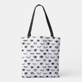 Cute Doodle Eyelash Patroon Tote Bag (Achterkant)