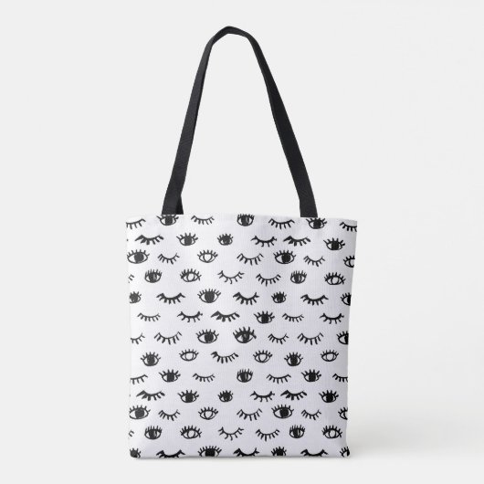 Cute Doodle Eyelash Patroon Tote Bag (Achterkant)