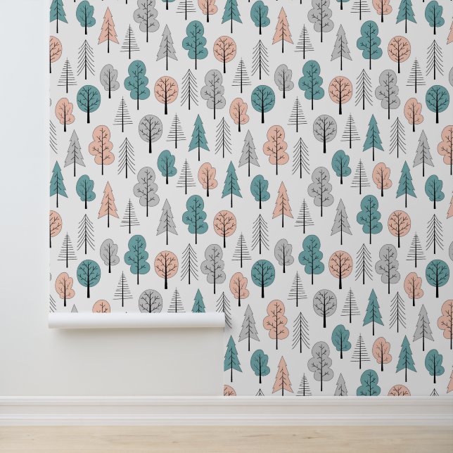 Cute Doodle Forest Pattern Behang (Applicatie)
