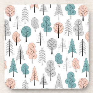 Cute Doodle Forest Pattern Bier Onderzetter