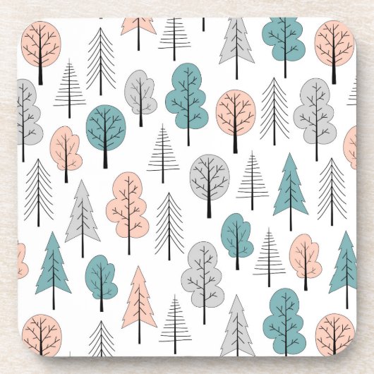 Cute Doodle Forest Pattern Bier Onderzetter (Voorkant)