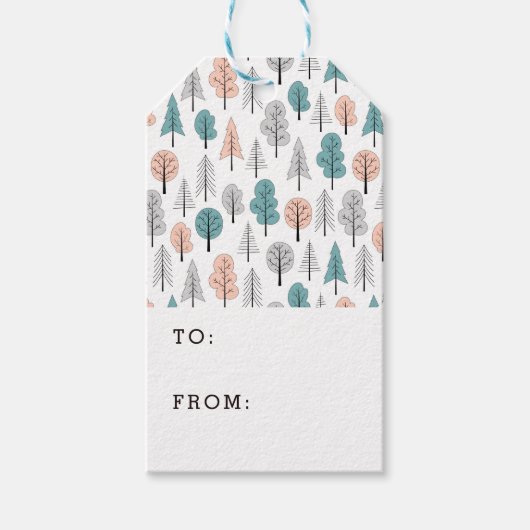 Cute Doodle Forest Pattern Cadeaulabel (Voorkant)