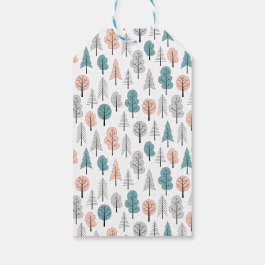 Cute Doodle Forest Pattern Cadeaulabel (Achterkant)