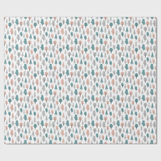 Cute Doodle Forest Pattern Cadeaupapier (Vlak)